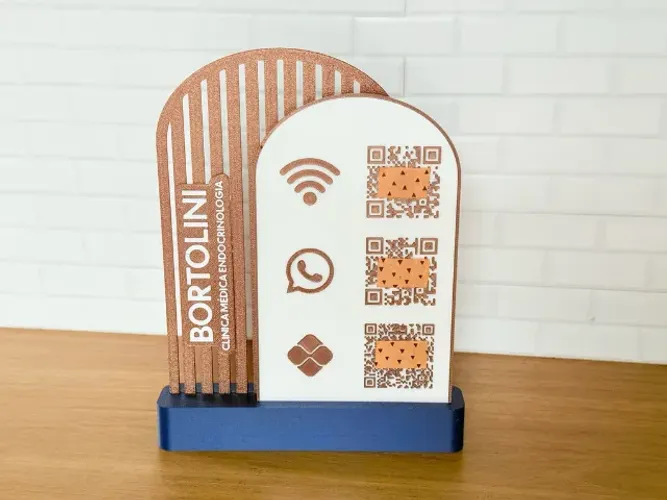 Placa QR Code 3D Personalizada - Pix, Instagram, Wi-Fi e Google