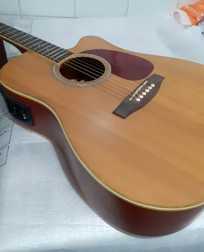 Violão Elétrico Marquês Folk com Afinador Tampo Sólido Aço Uso Profissional - Estuda Troca