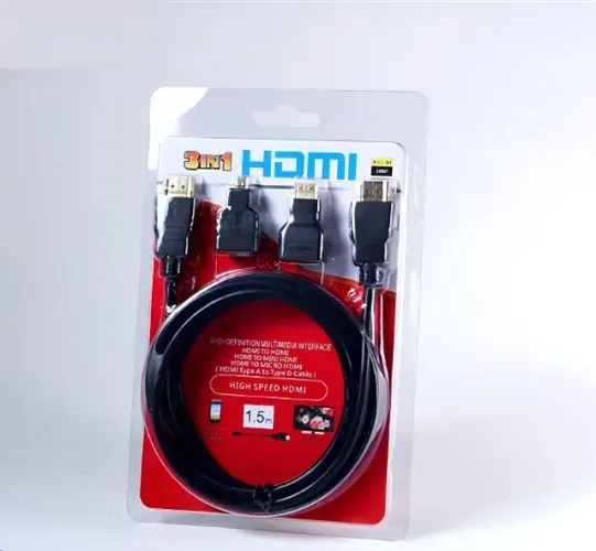 Cabo Hdmi 3 em1 1,5m Adaptadores Mini e Micro- Para TVs, Micros e projetores