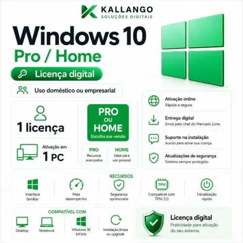 KALLANDO WINDOWS 10 PROFISSIONAL ORIGINAL ESD RETAIL DIGITAL