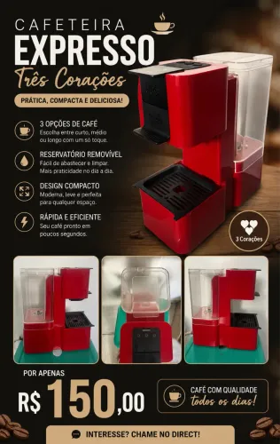 Cafeteira 3 corações