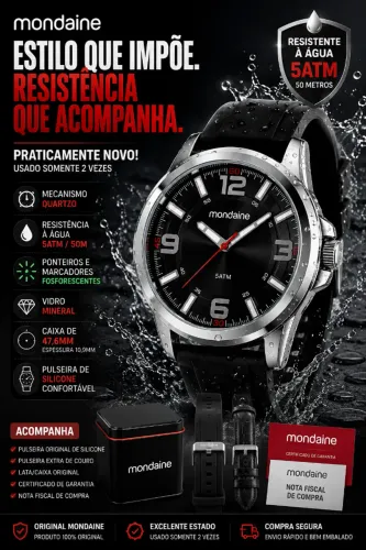 Relógio Mondaine Masculino 83521G0MVNI3 + Pulseira Couro