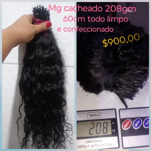 Mega hair cacheado Brasileiro 60cm 210gm todo limpo e confeccionado.Apenas 7 meses de uso 