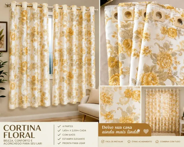 Cortina 4 Folhas Grande - Só R$80