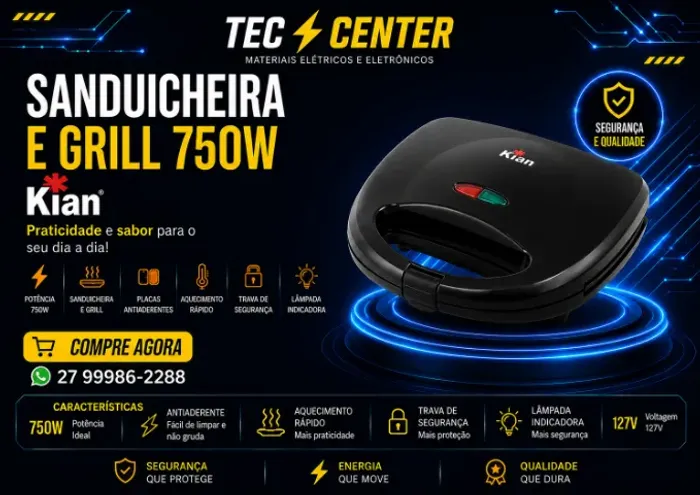 Sanduicheira e Grill 750w Kian
