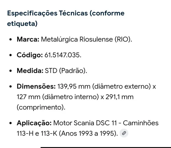 Camisa cilindro Scania 