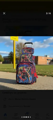 Mochila de rodinhas homem aranha 3D