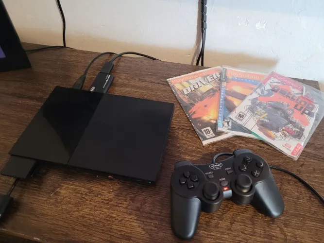 PS2 Playstation 2 Slim Completo Desbloqueado C/Jogos