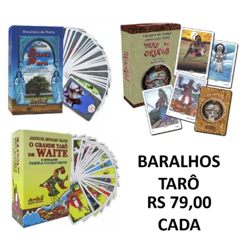NOVO | Baralho de Tarô: Waite, Orixás ou Santa Sara (com livro)