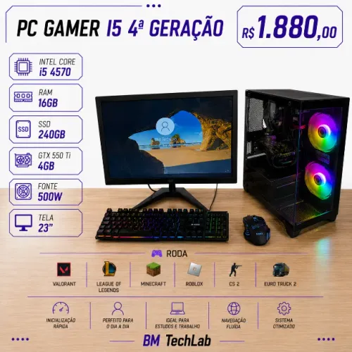 PC Gamer | Intel Core i5-4570 | GTX 550 Ti 4GB | 16GB RAM | SSD 240GB | Completo