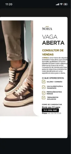 Vaga para consultor de vendas