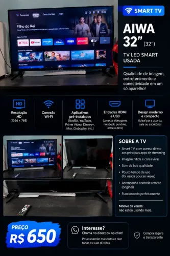? Smart TV AIWA 32? - Pouco Uso - R$ 650