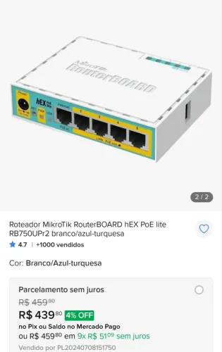 Routerboard Rb 750 Upr2 Hex Poe Lite 650mhz Mikrotik