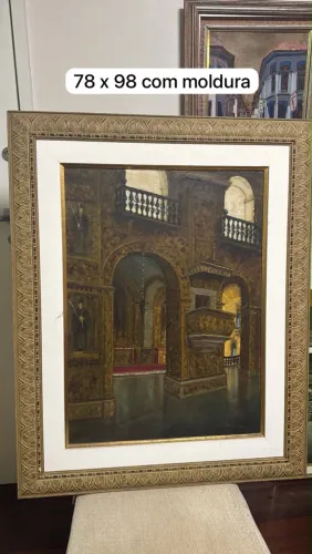 Quadro com moldura retratando o mosteiro de São Bento