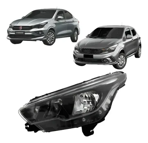 Farol Argo Cronos 17 A 25 Mascara Negra C/ Led Esquerdo/motorista