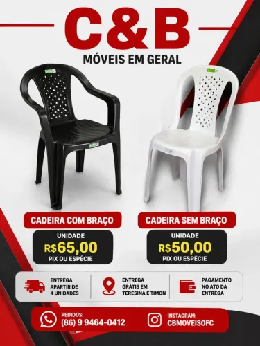 Cadeiras com e sem braço de Plástico