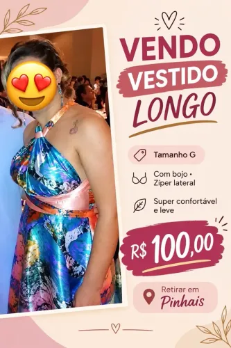Vestido longo colorido bem confortável e leve.