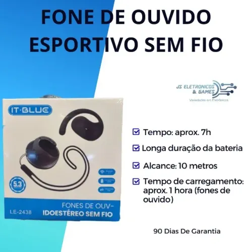 FONE DE OUVIDO ESPORTIVO SEM FIO - loja física - entrega - com garantia 90 dias