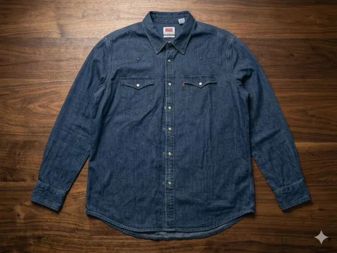 Camisa Jeans Levi's Western Azul Médio