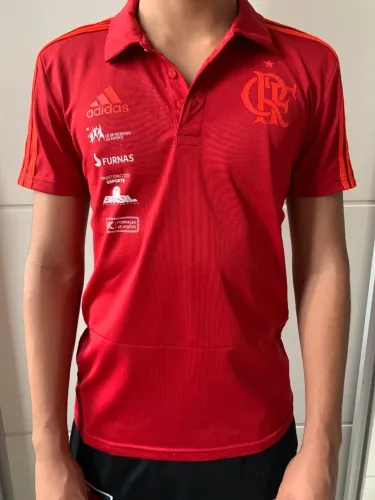 Camiseta polo CR Flamengo Adidas - Tamanho P - Cor vermelha - Unissex