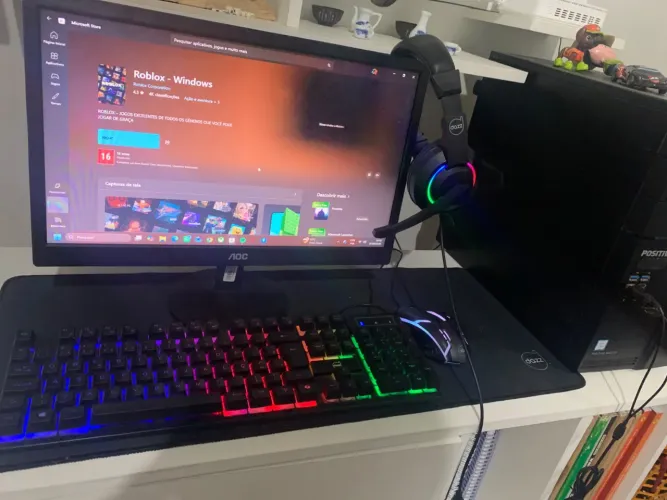 Computador Completo Positivo Intel i3 + Monitor AOC + Kit Gamer RGB (Pronto para Uso)
