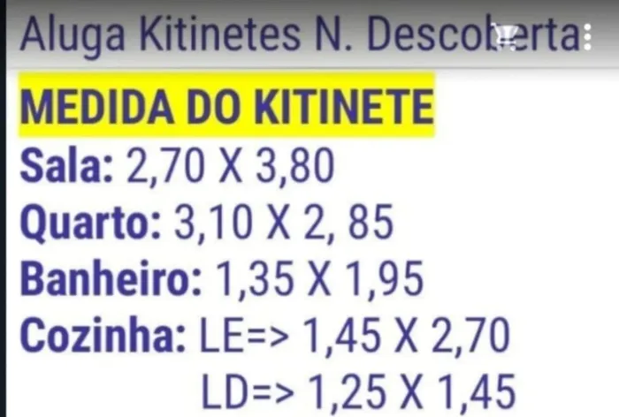 Aluguel de kitnet $600