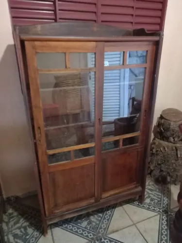 Armário Livreiro Vintage Madeira Imbuia | Estilo Clássico Brasileiro | Anos 40/60