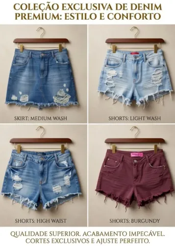 Shorts jeans femininos destroyds