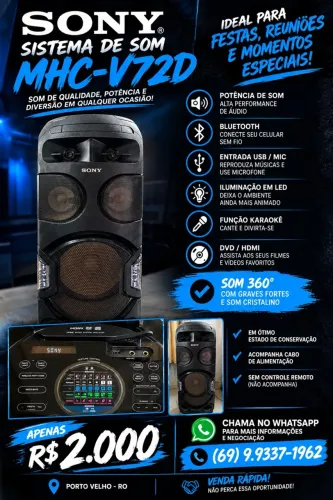 TORRE DE SOM SONY MHC-V72D
