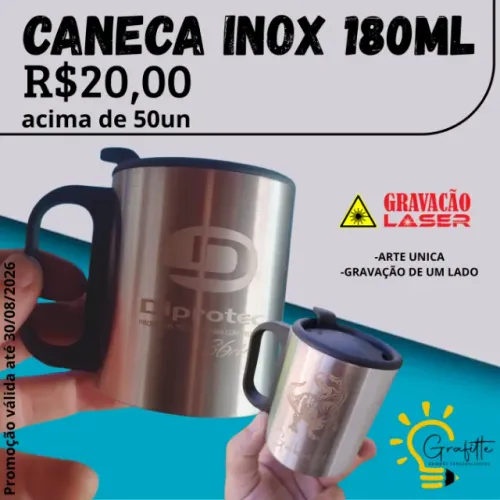 Caneca inox 180ml - Gravação laser com sua logo
