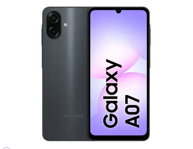 Smartphone Samsung A07 128GB Preto 4GB RAM Tela 6,7" Câm. Dupla + Selfie 8MP