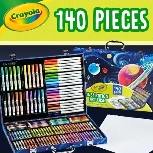 Estojo De Inspiração Crayola Tema Espacial Kit De Arte Com 140 Peças Case Maleta Conjunto