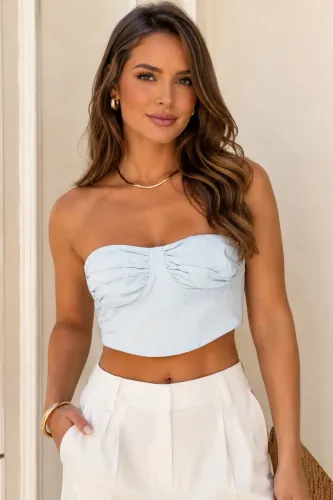 Top cropped tam P azul claro Isy NOVO