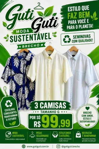 Camisa 03 peças por 100,00