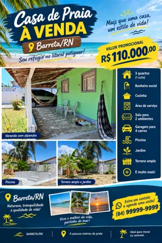 Encantadora Casa de Praia em Barreta/RN