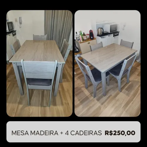 Mesa Madeira 4 Cadeiras