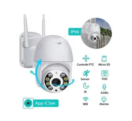 Câmera Ip Externa Icsee Prova D'água Infravermelho Externa Wifi A8 Com fonte Bivolt