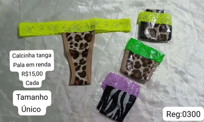 Calcinha tanga pala em renda tamanho único 