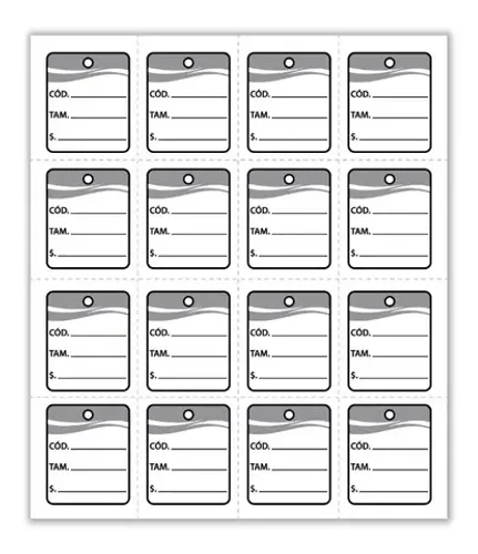 etiquetas para roupa tag de precificação 30x38 mm cor - cinza