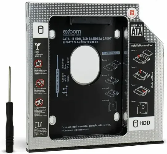 Adaptador Case Caddy 9,5mm Hd Ssd Sata 2.5 Gaveta Notebook