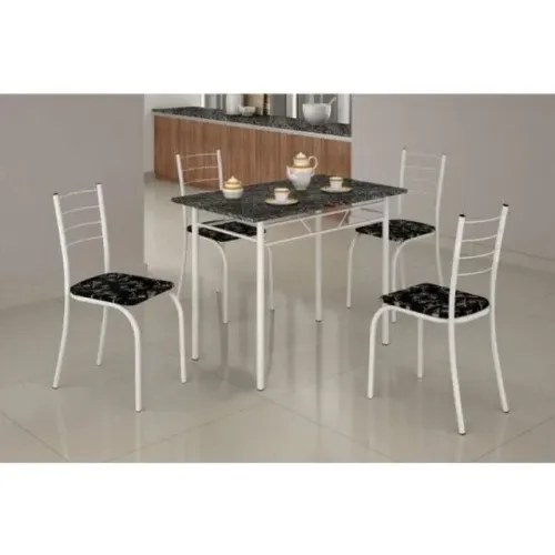 Mesa Rio + Base 100×60 4 Cadeiras Branco rf76