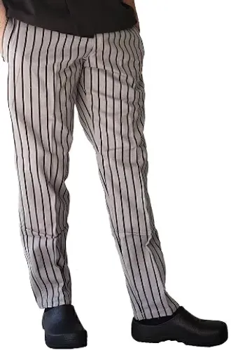 Calça de chef importada. MODO INDUMENTARIA - CALÇA STRIPES CINZA E PRETO