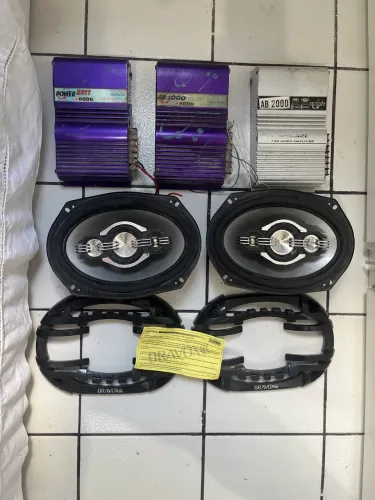 Som Automotivo Completo - 2 Módulos BOOG + Caixas + Power Bass 