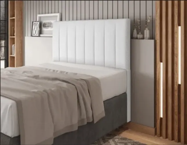 Cabeceira solteiro acolchoada corino branco 88cm - ENTREGA HOJE !!!