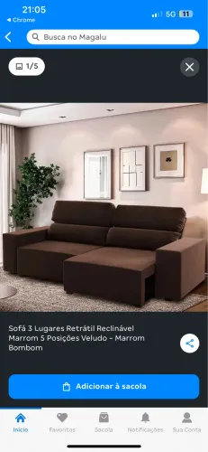 SOFA 3 LUGARES LINOFORTE VERSALHES RETRÁTIL RECLINÁVEL SUEDE MARROM 