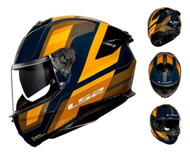 Capacete Ls2 Ff808 Stream 2 Vintage Vintage Azul Laranja