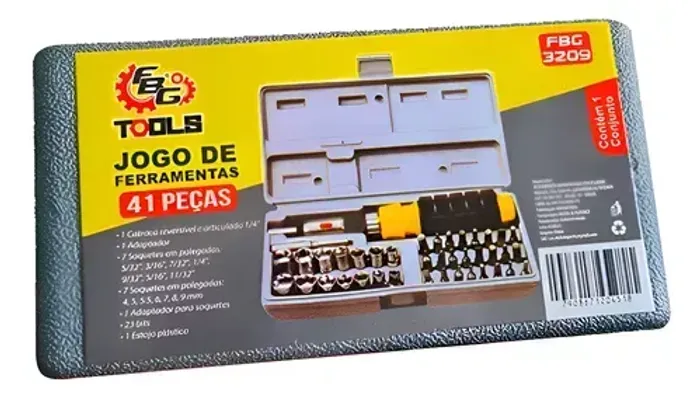 Kit Jogo De Ferramentas Chaves Soquetes 41 Peças Profissional