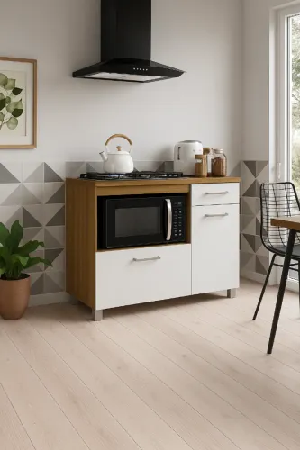 Balcão p/ Cooktop 5Bcs Gold Fiorello Freijo/Branco - Entrega Rápida! 