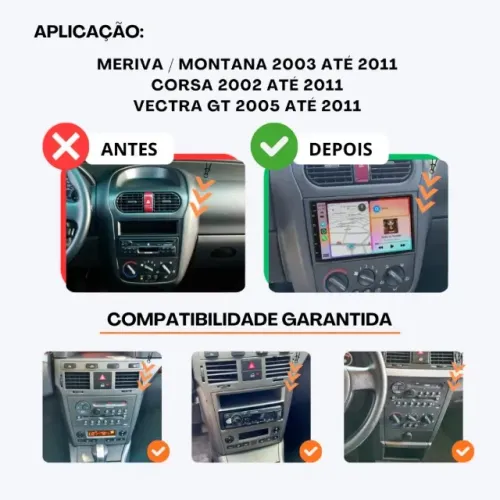 Moldura 2 din 7 pol para multimidia painel do Vectra GT Corsa Montana Meriva