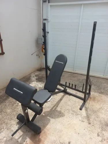 Rack academia megagym banco reclinavel com cadeira extensora e rosca scott